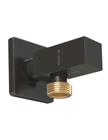 Válvula escuadra modelo deco con mando cuadrado, negro, ½ x ½ pulg