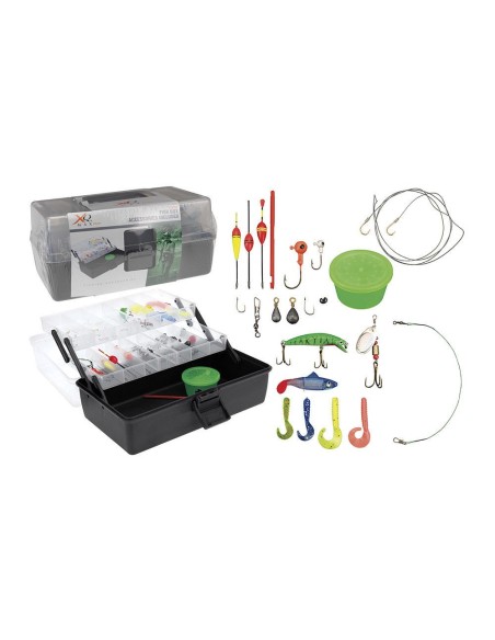 CAJA CON ACCESORIOS DE PESCA BASICOS