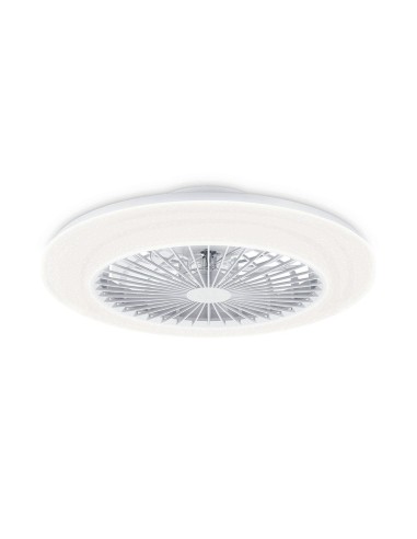 Ventilador de techo, led 3 cct, motor dc 25 w + led 60 w, modelo amigo, blanco con difusor efecto estrellado, ø57,5 cm