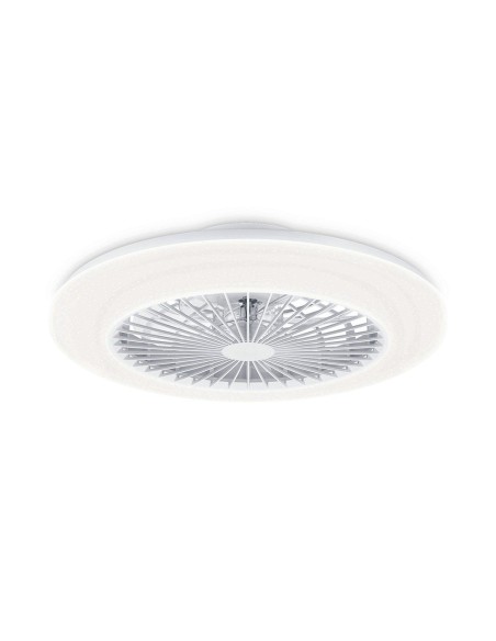 Ventilador de techo, led 3 cct, motor dc 25 w + led 60 w, modelo amigo, blanco con difusor efecto estrellado, ø57,5 cm