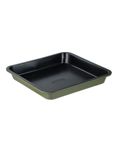 Bandeja cuadrada de acero al carbono, para horno, experto, verde oliva, 26 x 26 x 3,5 cm