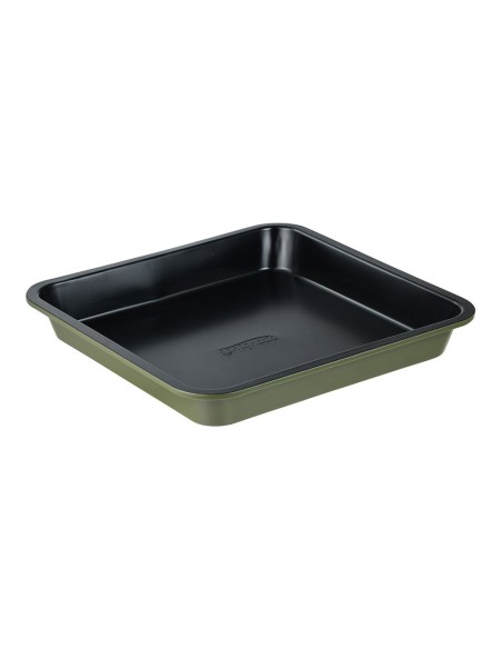 Bandeja cuadrada de acero al carbono, para horno, experto, verde oliva, 26 x 26 x 3,5 cm