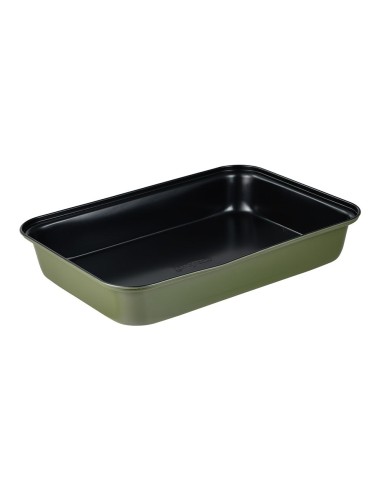 Bandeja rectangular de acero al carbono, para horno, experto, verde oliva, 34 x 23,7 x 6 cm