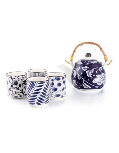 Tetera japonesa con 4 tazas, flora