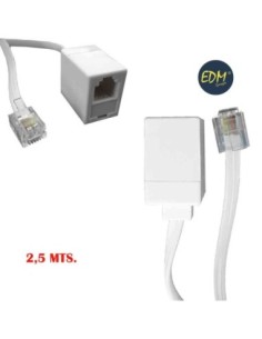 PROLONGACION TELEFONICA 2,5 MTS. 4 VIAS MACHO HEMBRA EDM