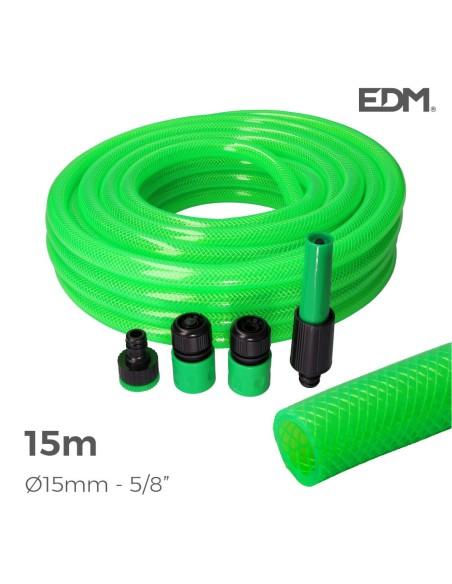 KIT MANGUERA JARDIN Ø INTERIOR 15MM Ø E TERIOR 20MM (5-8") ROLLO 15MTS CON ACCES