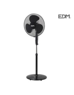 VENTILADOR DE PIE CON BASE CIRCULAR NEGRO 45W Ø ASPAS 40CM ALTURA REGULABLE 110