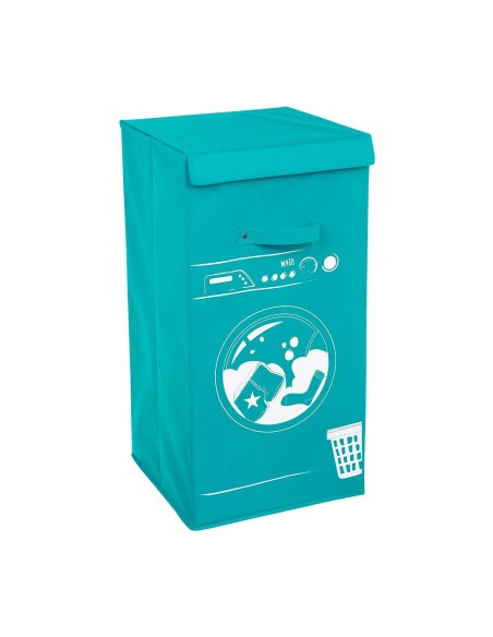 CESTA PARA LA ROPA COLOR TURQUESA MODELO LAVADORA