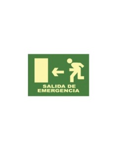 CARTEL SEÑAL SALIDA DE EMERGENCIA (IZ) 32 16CM