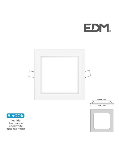 MINI DOWNLIGHT LED LUMECO 6W 320 LUMEN  CUADRADO 12CM 6.400K MARCO BLANCO