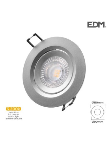 DOWNLIGHT LED EMPOTRABLE 5W 380 LUMEN 3.200K REDONDO MARCO CROMO EDM