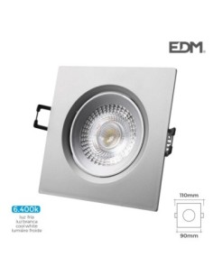 DOWNLIGHT LED EMPOTRABLE 5W 380 LUMEN 6.400K CUADRADO MARCO CROMO EDM