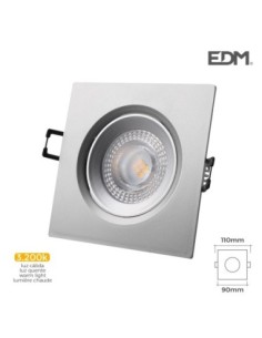 DOWNLIGHT LED EMPOTRABLE 5W 380 LUMEN 3.200K CUADRADO MARCO CROMO EDM
