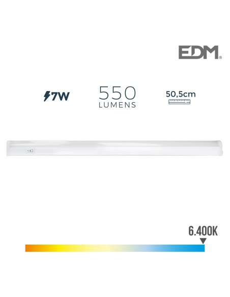 REGLETA ELECTRONICA LED 7W 550 LUMENS 52CM 6.400K LUZ FRIA EDM