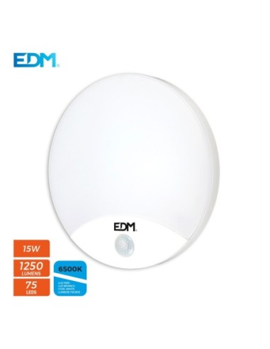 APLIQUE REDONDO E TERIOR LED 15W 1250 LUMEN 6.400K CON SENSOR