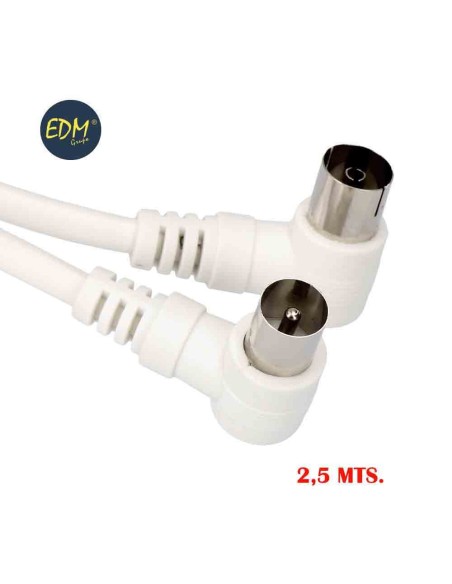 PROLONGACION TV ACODADA 9,5 mm. 2,5 mts. ENV. BLANCA