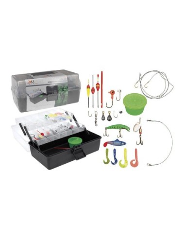 CAJA CON ACCESORIOS DE PESCA BASICOS