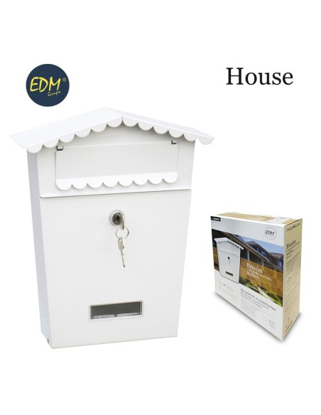 BUZON EN ACERO MODELO HOUSE BLANCA MEDIDAS: 210 60 300MM INCLUYE 2 LLAVES Y TORN