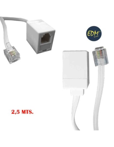 PROLONGACION TELEFONICA 2,5 MTS. 4 VIAS MACHO HEMBRA EDM