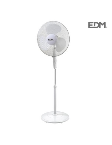 VENTILADOR DE PIE CON BASE CIRCULAR BLANCO 45W Ø ASPAS 40CM ALTURA REGULABLE 110