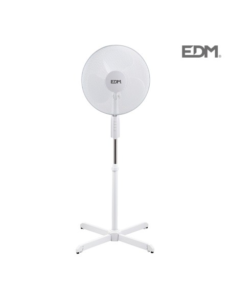 VENTILADOR PIE BLANCO 50W Ø ASPAS 40 CM ALTURA REGULABLE 110 130 CM EDM