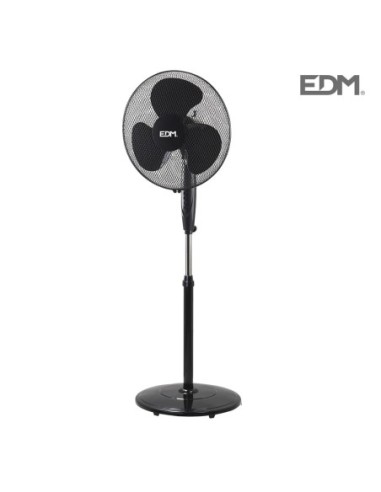 VENTILADOR DE PIE CON BASE CIRCULAR NEGRO 45W Ø ASPAS 40CM ALTURA REGULABLE 110