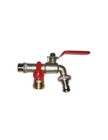 GRIFO DE ESFERA   DOBLE SALIDA   CON CODO   1-2"   3-4"   3-4"   (ENVASADO)