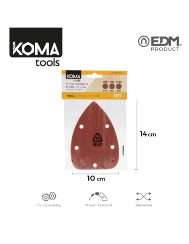 SET 5 LIJAS PARA LIJADORA 08707 KOMA TOOLS EDM