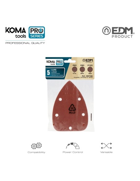 SET 5 LIJAS PARA LIJADORA 08753 EDM