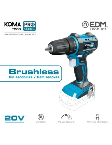 TALADRO ATORNILLADOR 20V BRUSHLESS (SIN BATERIA Y CARGADOR) PORTABROCAS Ø13MM KO