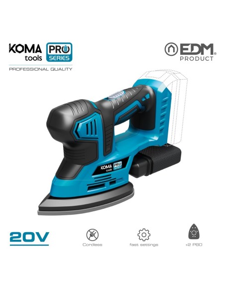 LIJADORA 20V (SIN BATERIA Y CARGADOR)  KOMA TOOLS PRO SERIES BATTERY EDM