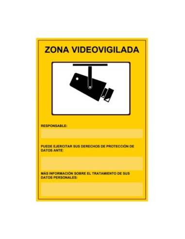 CARTEL ZONA VIDEOVIGILADA 21 29CM HOMOLOGADO