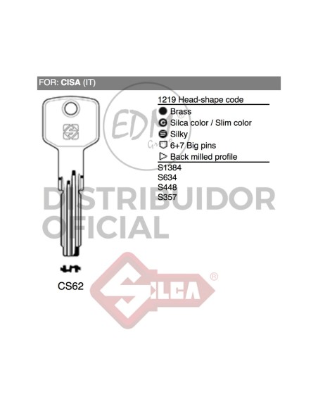 LLAVE LATON CS62 CISA