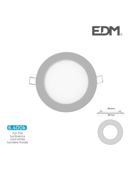 MINI DOWNLIGHT LED LUMECO 6W 320 LUMEN REDONDO 12CM 6.400K MARCO CROMO