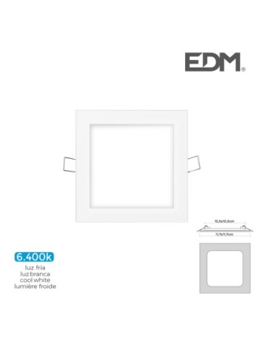 MINI DOWNLIGHT LED LUMECO 6W 320 LUMEN  CUADRADO 12CM 6.400K MARCO BLANCO