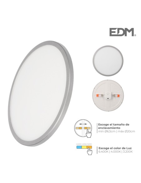 DOWNLIGHT LED MARCO CROMO MATE 20W REGUL. TAMAÑO EMP. Y TIPO LUZ EDM