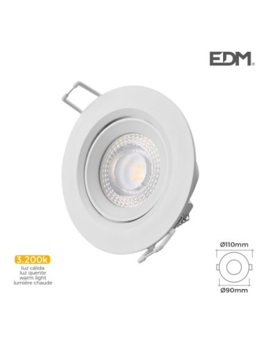 DOWNLIGHT LED EMPOTRAR 5W 3.200K REDONDO MARCO BLANCO EDM