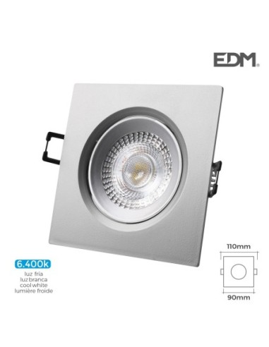 DOWNLIGHT LED EMPOTRABLE 5W 380 LUMEN 6.400K CUADRADO MARCO CROMO EDM