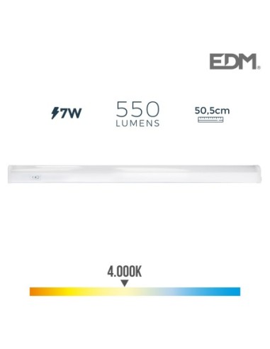 REGLETA ELECTRONICA LED 7W 550 LUMENS 52CM 4.000K LUZ DIA EDM
