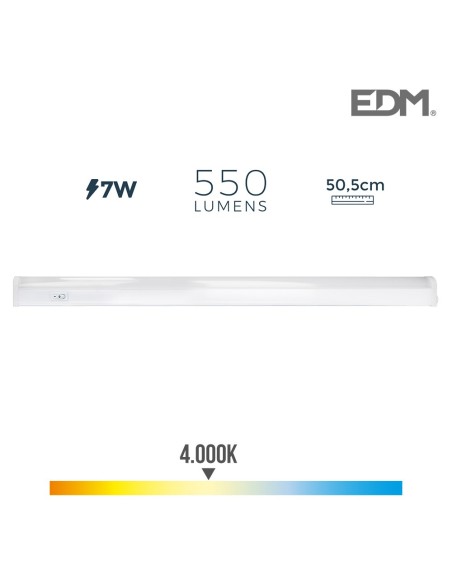 REGLETA ELECTRONICA LED 7W 550 LUMENS 52CM 4.000K LUZ DIA EDM