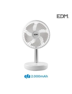 VENTILADOR DE SOBREMESA RECARGABLE BLANCO 4W Ø ASPAS 17 CM EDM
