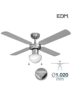 VENTILADOR DE TECHO MODELO CARIBE CROMADO 50W Ø ASPAS 102 CM EDM