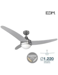 VENTILADOR DE TECHO MODELO EGEO PLATEADO-NIQUEL 60W Ø ASPAS 122 CM EDM