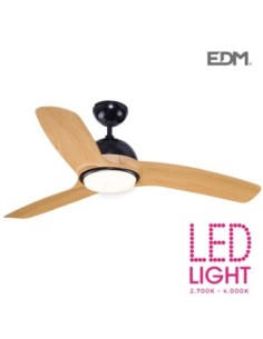 VENTILADOR DE TECHO MODELO LAPTEV IMITACION MADERA-NEGRO 28W Ø ASPAS 132 CM EDM