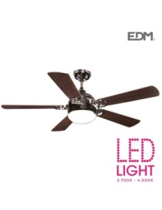 VENTILADOR DE TECHO MODELO KARA WENGUE-CROMADO 28W Ø ASPAS 132 CM EDM