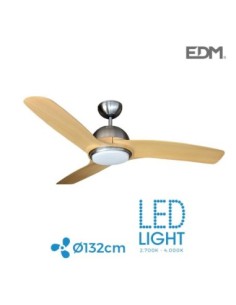 VENTILADOR DE TECHO MODELO LAPTEV IMITACION MADERA-NIQUEL SATINADO 28W Ø ASPAS 1