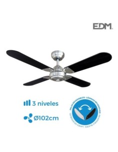 VENTILADOR DE TECHO MODELO BALEAR NEGRO-CROMADO 50W Ø ASPAS 102 CM EDM