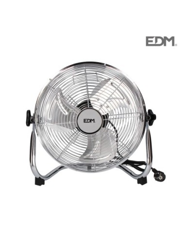 VENTILADOR INDUSTRIAL DE SUELO CROMADO 110W Ø ASPAS 45 CM EDM