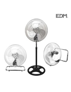 VENTILADOR INDUSTRIAL 3 EN 1 ( PIE, SUELO Y PARED ) CROMADO 80W Ø ASPAS 45 CM AL