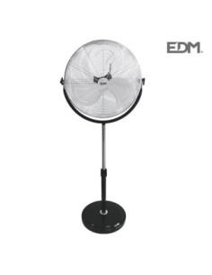 VENTILADOR DE PIE INDUSTRIAL CON BASE CIRCULAR CROMADO-NEGRO 120W  Ø ASPAS 50 CM